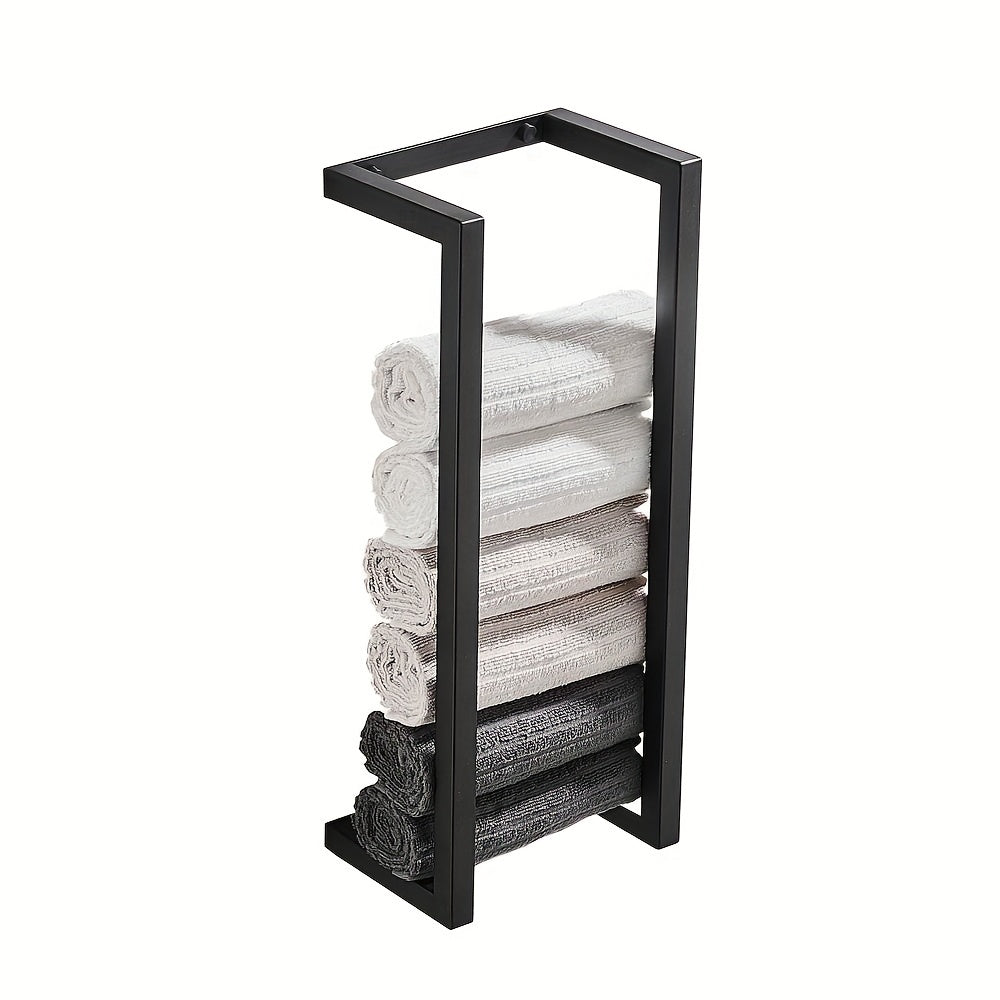 1pc Elegant Black Stainless Steel Toilet Paper Holder - Sleek, Space-Saving Design with Sturdy Bathroom Towel Bar - Multipurpose Towel Rack for Modern Home Bathrooms