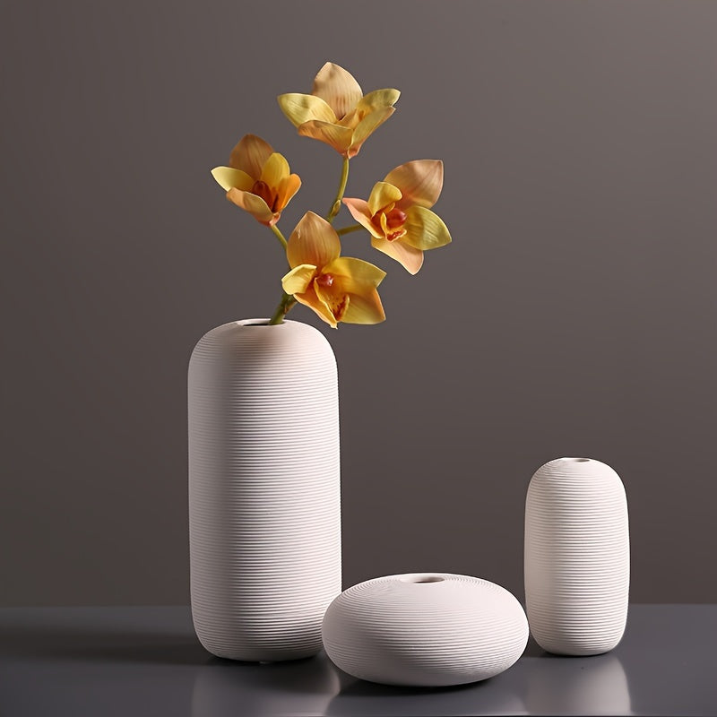 Set Of 3 Nordic Ceramic Vase, Modern Flower Vase, Suitable For Living Room TV Cabinet Flower Arrangement Dried Flower Creative Desktop Entrance Cabinet Decoration
