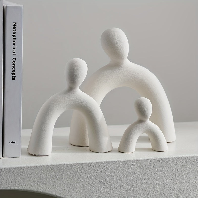 3pcs Modern Ceramic Family Art Set - Chic Minimalist Decor For Living Room, Tv Stand & Wine Cabinet Living Room Decor Living Room Furniture