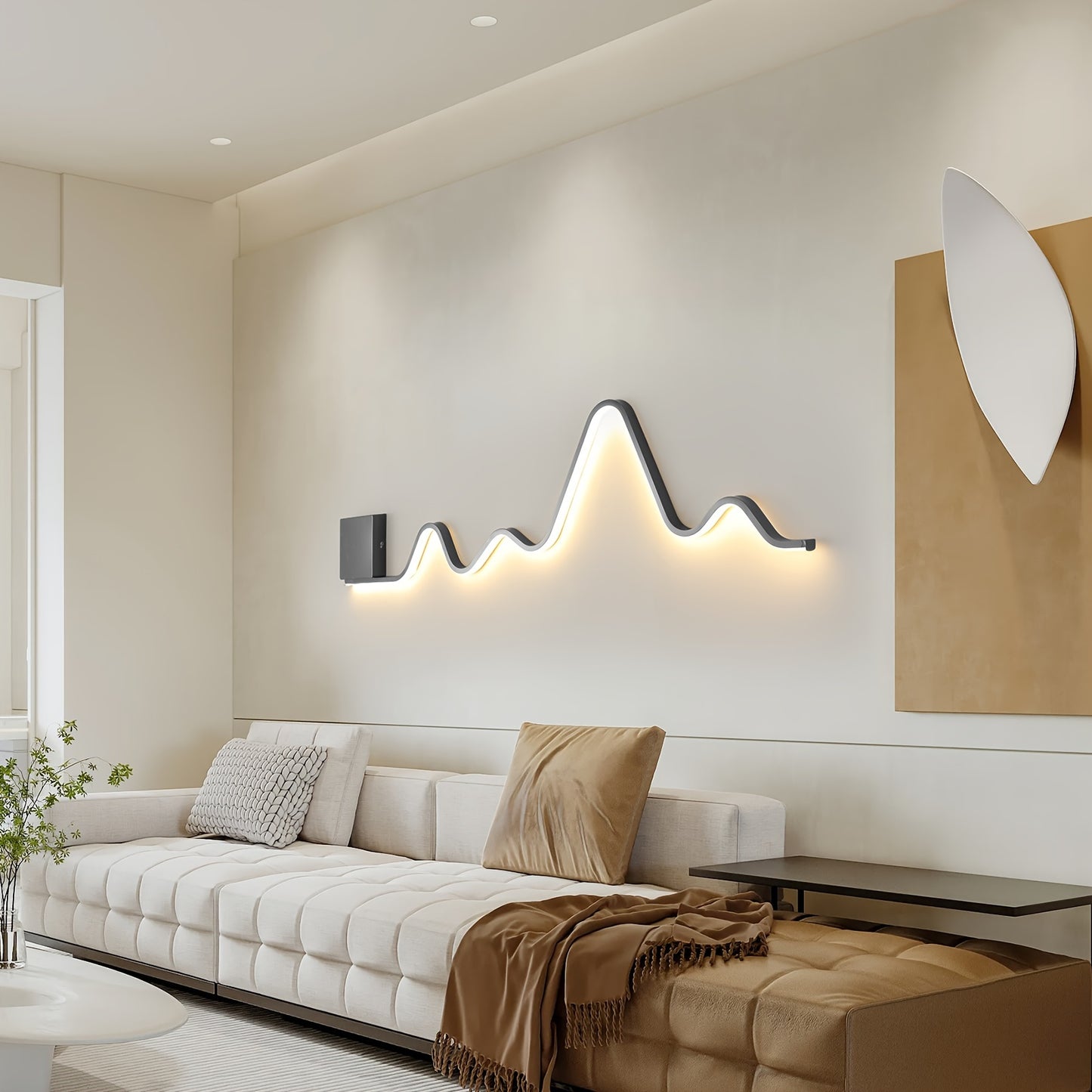 Modern Wall Mounted Sconce, Dimmable LED Wall Lights 43.3"/109cm Wall Lamp Creative Wavy Long Linear Wall Lighting Fixture With Remote For Bedroom Living Room Hallway Staircase Entryway