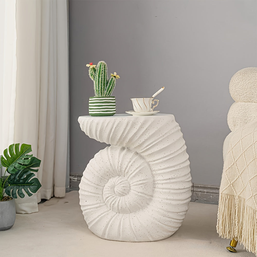 Chic White Conch Pedestal Table - Versatile Outdoor Garden Stand For Plants, Coffee & Patio Decor Outdoor Patio Furniture Outdoor Garden Decor