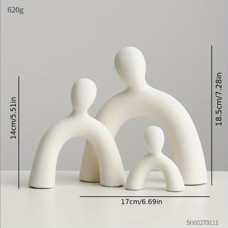 3pcs Modern Ceramic Family Art Set - Chic Minimalist Decor For Living Room, Tv Stand & Wine Cabinet Living Room Decor Living Room Furniture