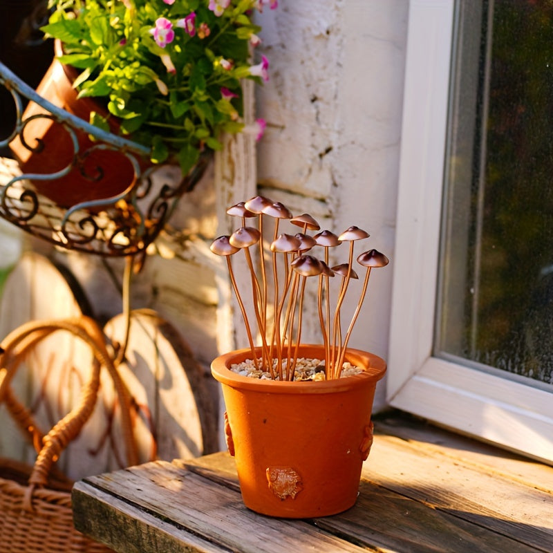 Charming Metal Mushroom Statue - Perfect For Bonsai, Potted Plants & Outdoor Garden Decor | Ideal Thanksgiving Gift
