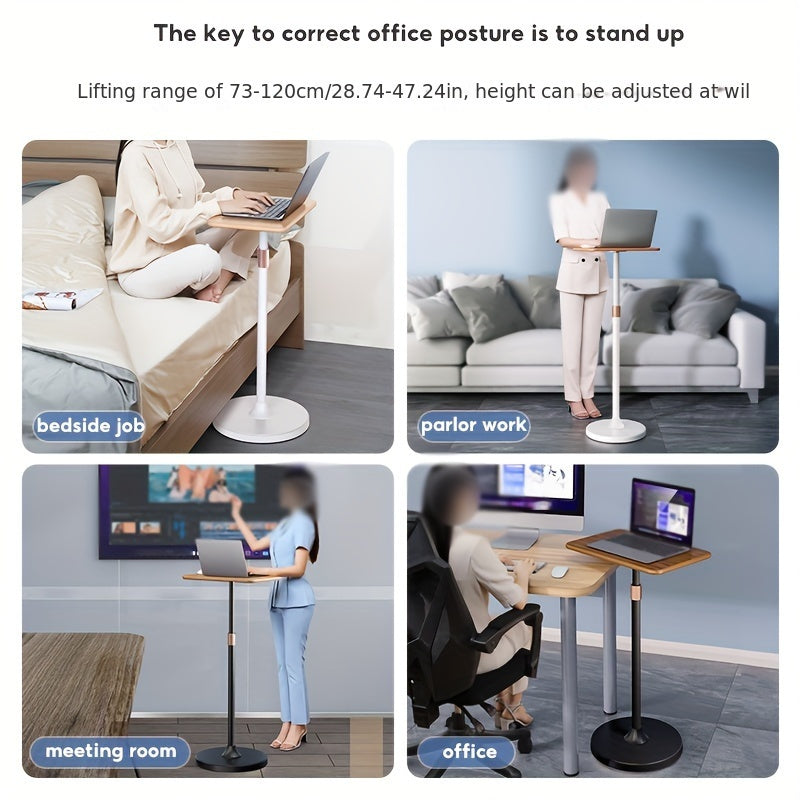 Adjustable Height Floor Stand for Laptops, Carbon Steel Standing Desk Converter with Adjustable Viewing Angle for Bed, Sofa, and Desk Use – Portable Computer Stand with Free Lifting Feature
