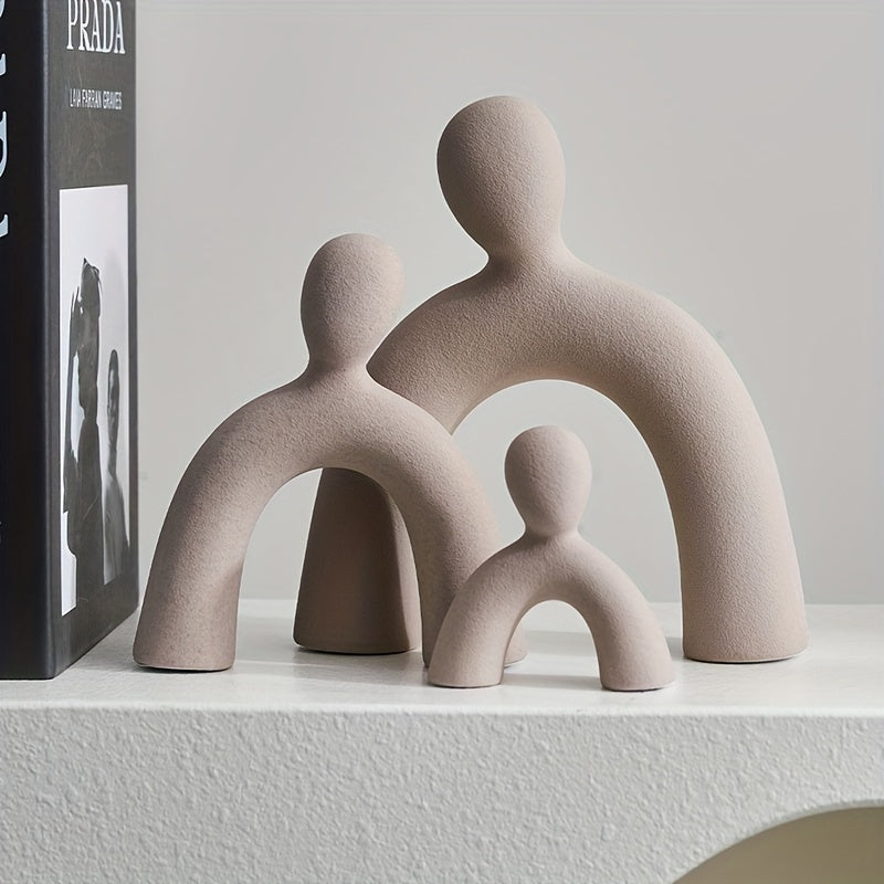 3pcs Modern Ceramic Family Art Set - Chic Minimalist Decor For Living Room, Tv Stand & Wine Cabinet Living Room Decor Living Room Furniture