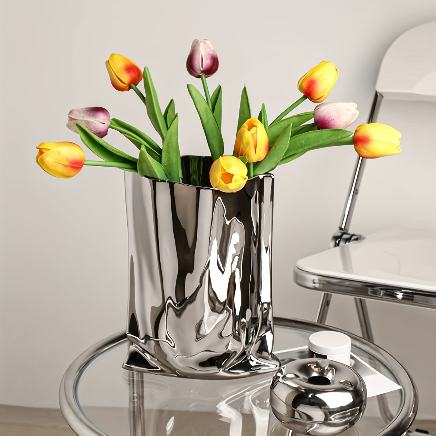 1pc, Exquisite Handcrafted Ceramic Flower Vase - Tall & Modern Design, Elevates Home Decor, Perfect for Living Room, Office, Dining Table, and Celebrations
