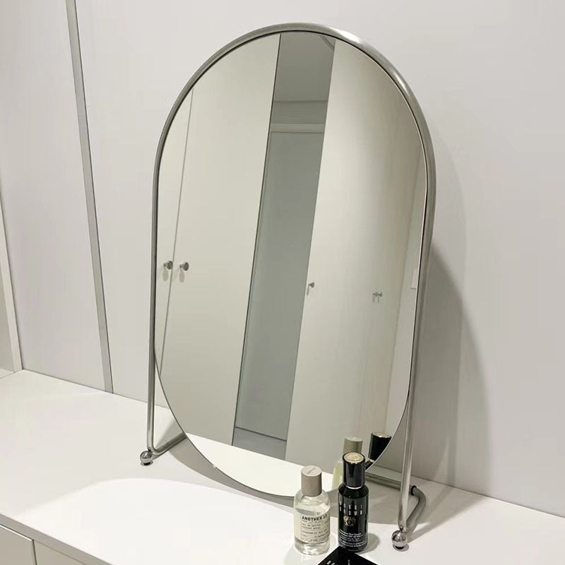 Portable & Chic Stainless Steel Makeup Mirror – Tabletop, Crystal Clear Glass, Ideal for Decor & Grooming