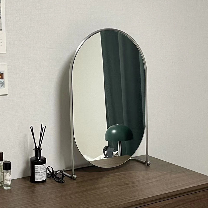 Portable & Chic Stainless Steel Makeup Mirror – Tabletop, Crystal Clear Glass, Ideal for Decor & Grooming