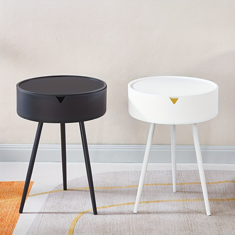 1pc Modern Nordic Style Bedside Cabinet with Shelf - Small and Simple Plastic Bedroom Table