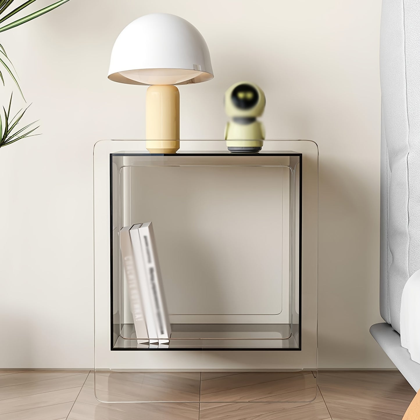 1pc Acrylic Bedside Cabinet, Blue, Sofa Side Cabinet, Decorative Display, Living Room Creative Cabinet, Transparent, Home Side Table