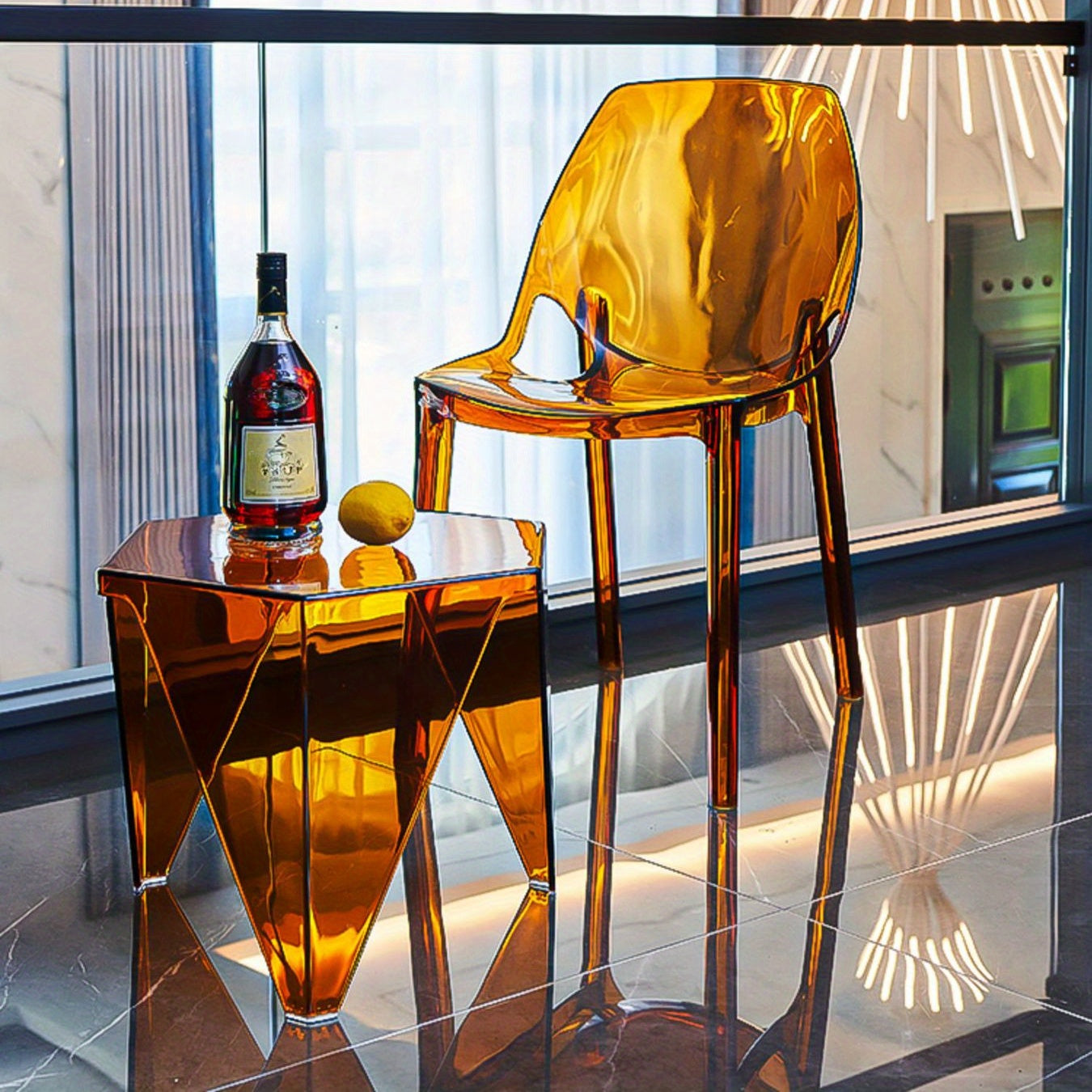 Acrylic Side Table - Modern, Transparent Plastic Coffee Table with Acrylic Top - Small, Fashionable Tea Table for Living Room