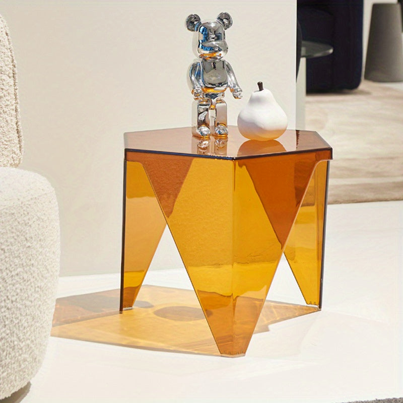 Acrylic Side Table - Modern, Transparent Plastic Coffee Table with Acrylic Top - Small, Fashionable Tea Table for Living Room