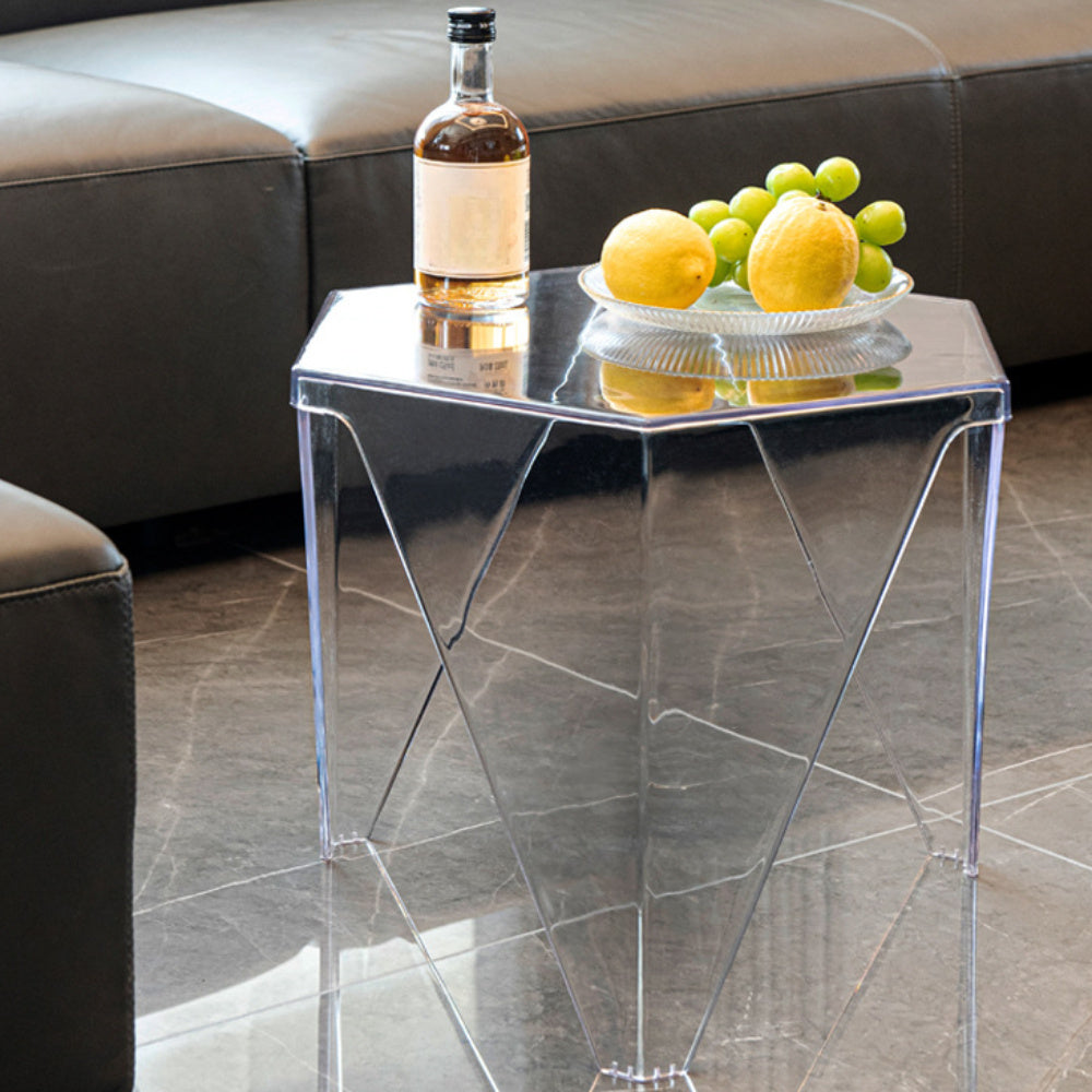 Acrylic Side Table - Modern, Transparent Plastic Coffee Table with Acrylic Top - Small, Fashionable Tea Table for Living Room