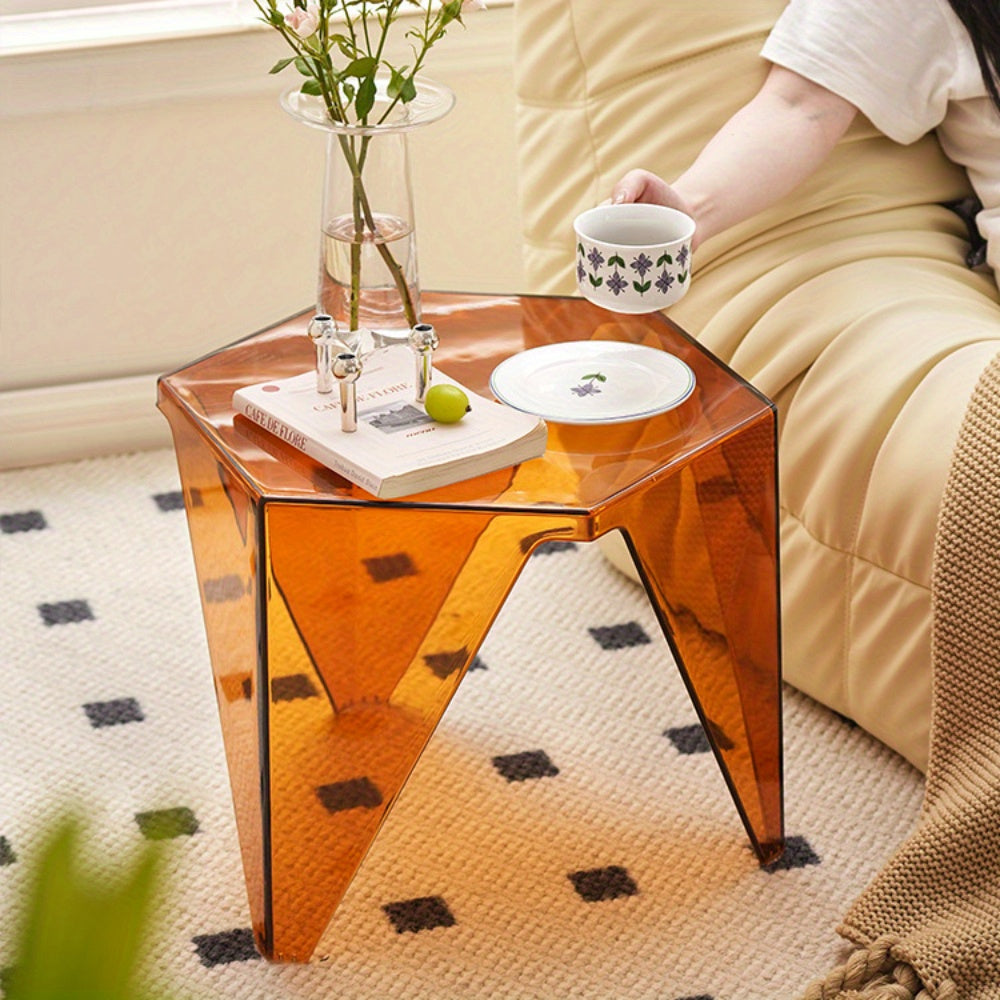 Acrylic Side Table - Modern, Transparent Plastic Coffee Table with Acrylic Top - Small, Fashionable Tea Table for Living Room