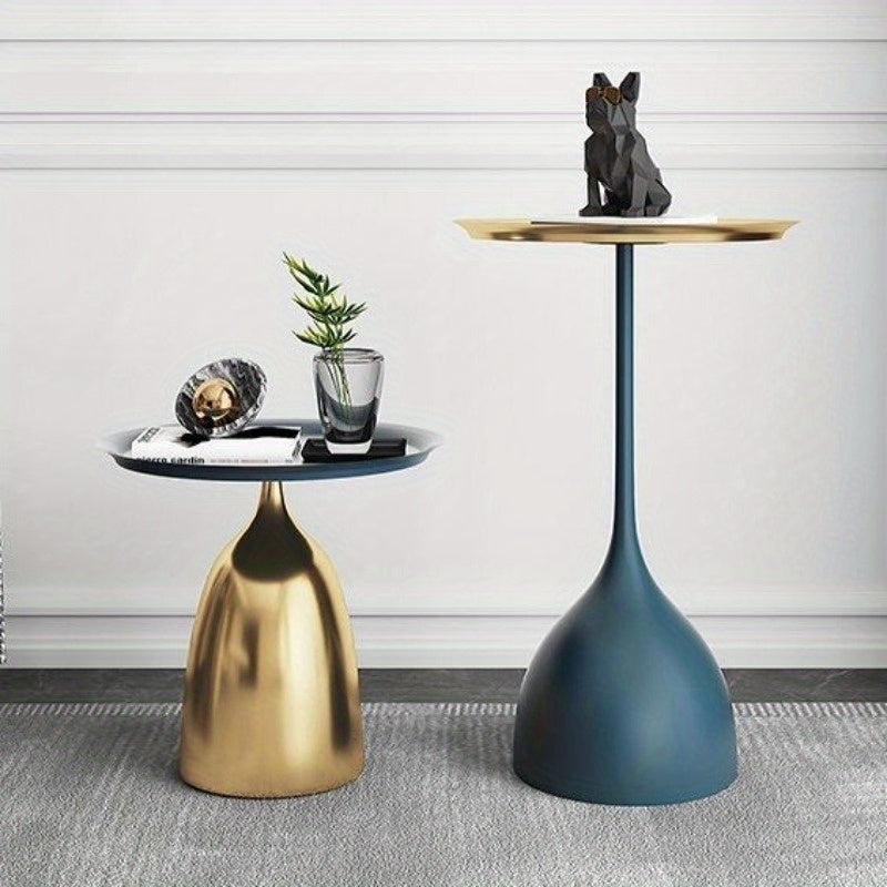 Modern Metal Sofa Side Table, Minimalist Round Balcony Tea Table, Living Room Corner Display Stand, Uncharged Office Presentation Table