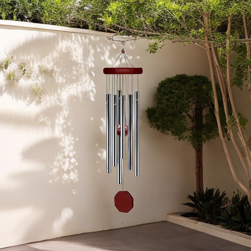 Metal Wind Chimes: 6 Tubes Aluminum, Wooden Hanging Ornament, No Battery Required - Perfect for Your Garden