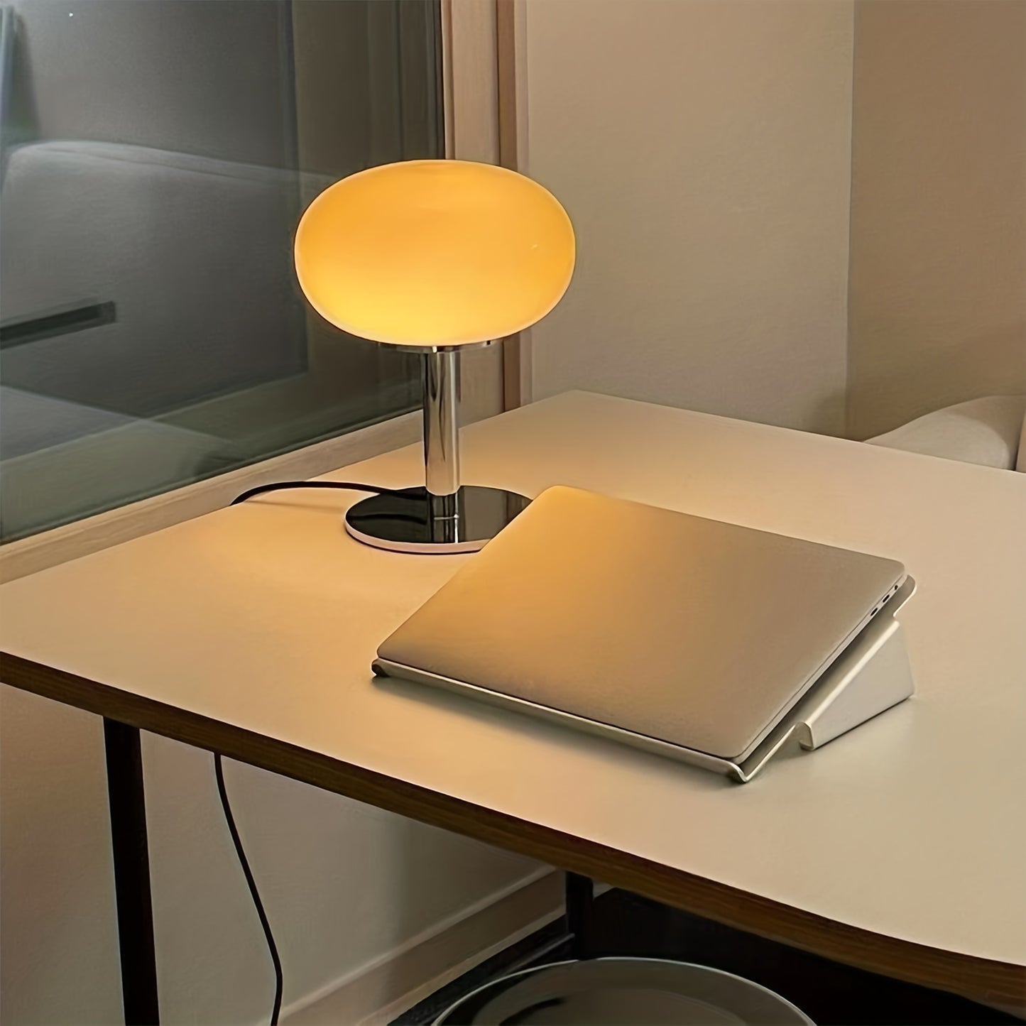 Usb-Powered Dimmable Mushroom Glass Desk Lamp - Warm Ambient Light For Cozy Home Office, Bedroom & Living Room Decor - Ideal Gift For Friends & Anniversaries Bedside Table Lamp Table Lamp For Bedroom