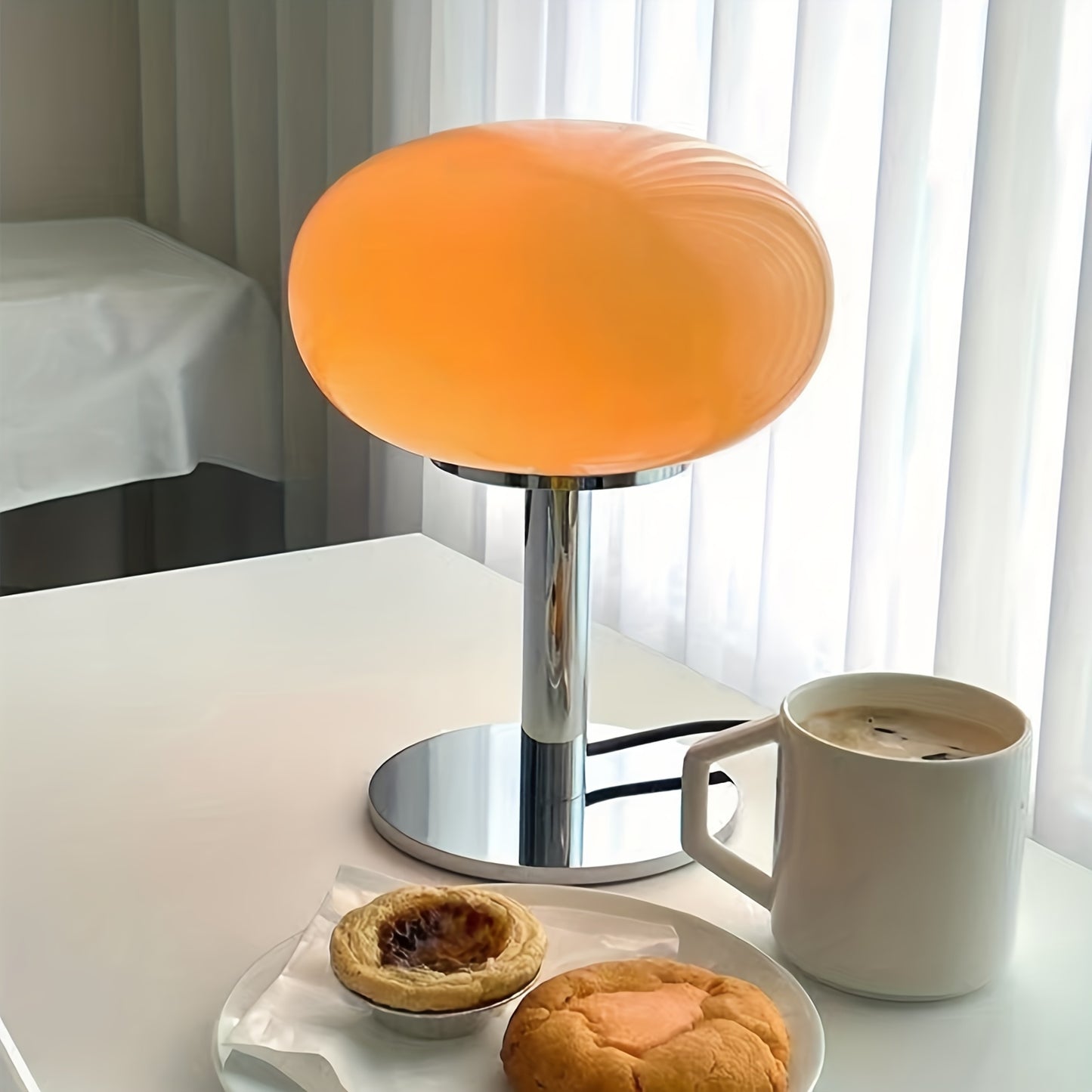 Usb-Powered Dimmable Mushroom Glass Desk Lamp - Warm Ambient Light For Cozy Home Office, Bedroom & Living Room Decor - Ideal Gift For Friends & Anniversaries Bedside Table Lamp Table Lamp For Bedroom
