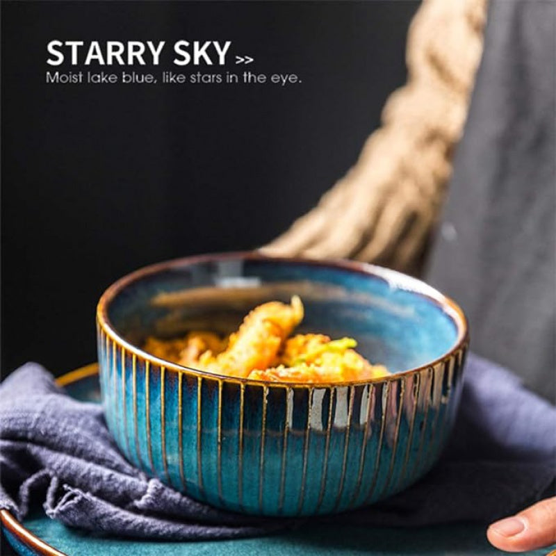 Starlight Blue Porcelain Salad Bowl 66Oz - Large 20.32cm Round Serving Dish For Salads, Soups, Cereal & More - Elegant Home Decor Wooden Salad Bowl Large Salad Bowl