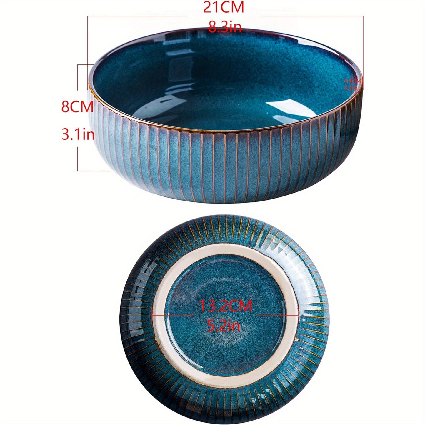 Starlight Blue Porcelain Salad Bowl 66Oz - Large 20.32cm Round Serving Dish For Salads, Soups, Cereal & More - Elegant Home Decor Wooden Salad Bowl Large Salad Bowl