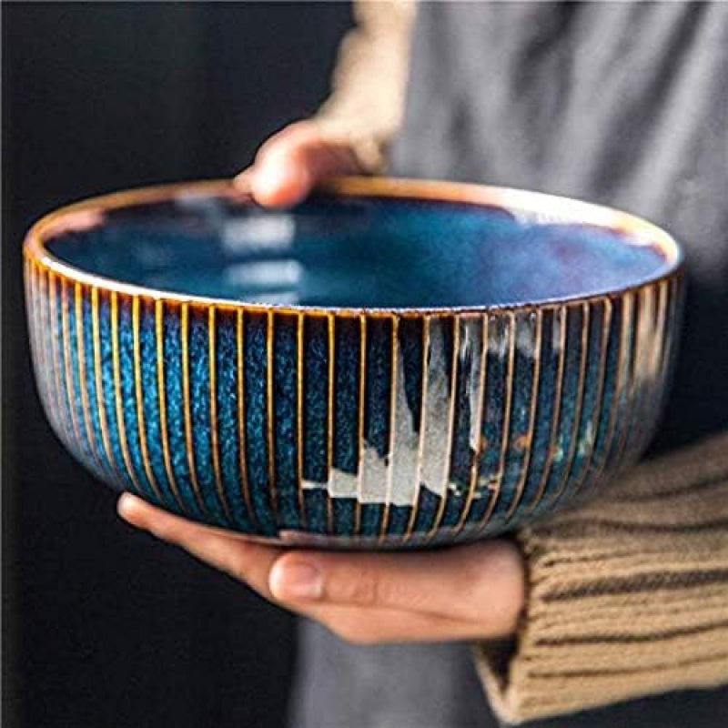 Starlight Blue Porcelain Salad Bowl 66Oz - Large 20.32cm Round Serving Dish For Salads, Soups, Cereal & More - Elegant Home Decor Wooden Salad Bowl Large Salad Bowl