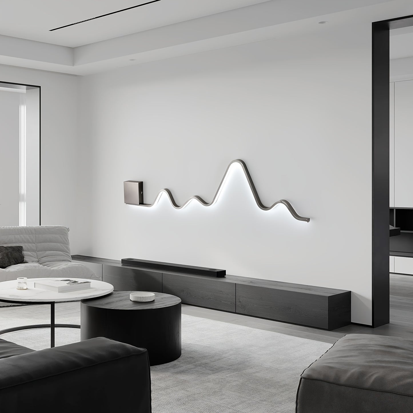 Modern Wall Mounted Sconce, Dimmable LED Wall Lights 43.3"/109cm Wall Lamp Creative Wavy Long Linear Wall Lighting Fixture With Remote For Bedroom Living Room Hallway Staircase Entryway