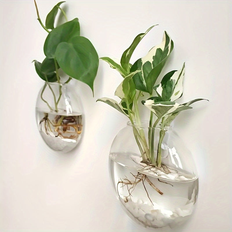 2/4pcs Hanging Glass Terrariums - Unique Oblate Flower Vases for Hydroponics - Create Indoor Hanging Gardens - Perfect Spring Summer Decor for Home, Office & Living Room - A Stylish Gift Idea