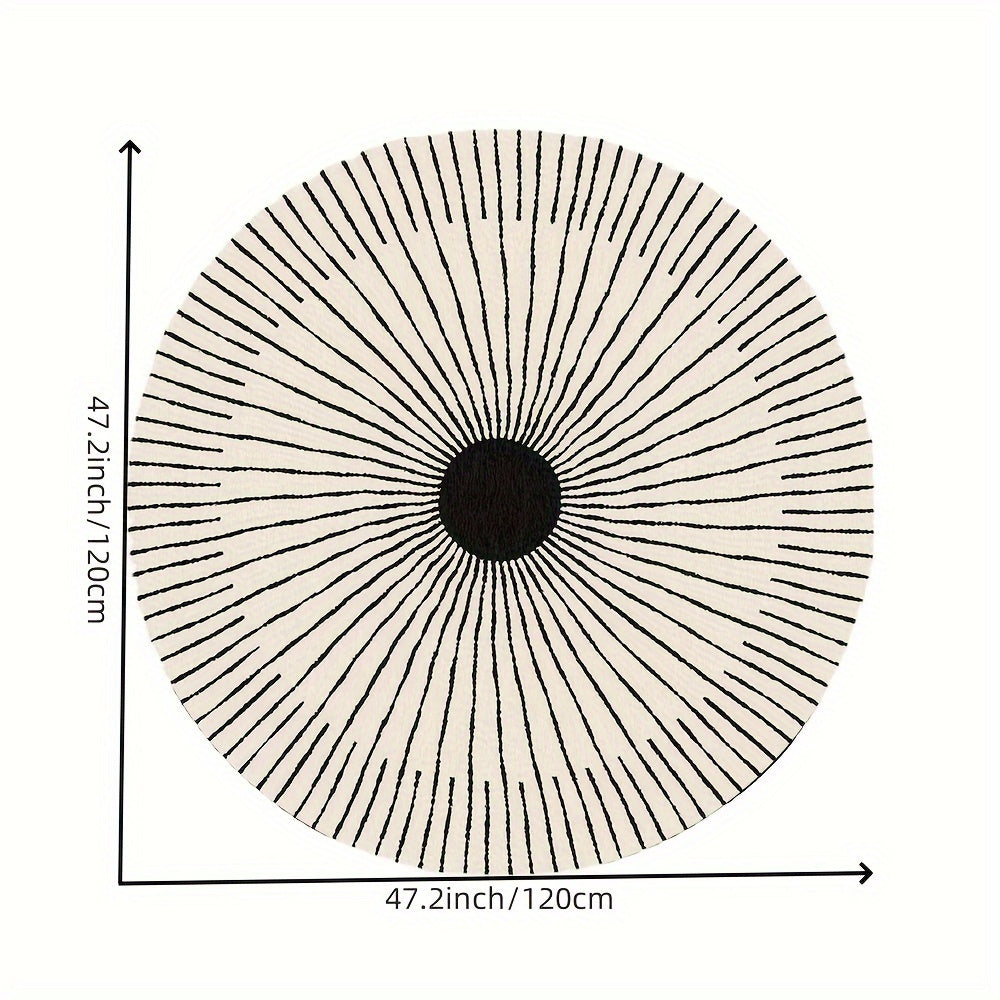 Soft & Fluffy Faux Cashmere Striped Round Rug - Non-Slip, Machine Washable For Bedroom, Living Room, Office Decor Washable Area Rug Washable Rug