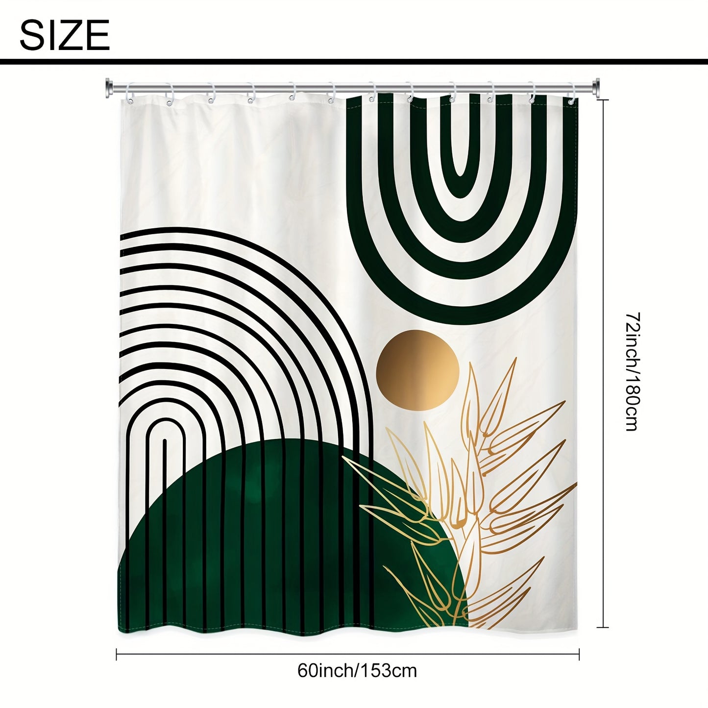 1/4pcs Waterproof Dark Green Semicircle Shower Curtain Set, For Bathroom Decor And Windows, Aesthetic Room Decor, Home Decor, With Non-slip Rugs And Toilet Lid Cover