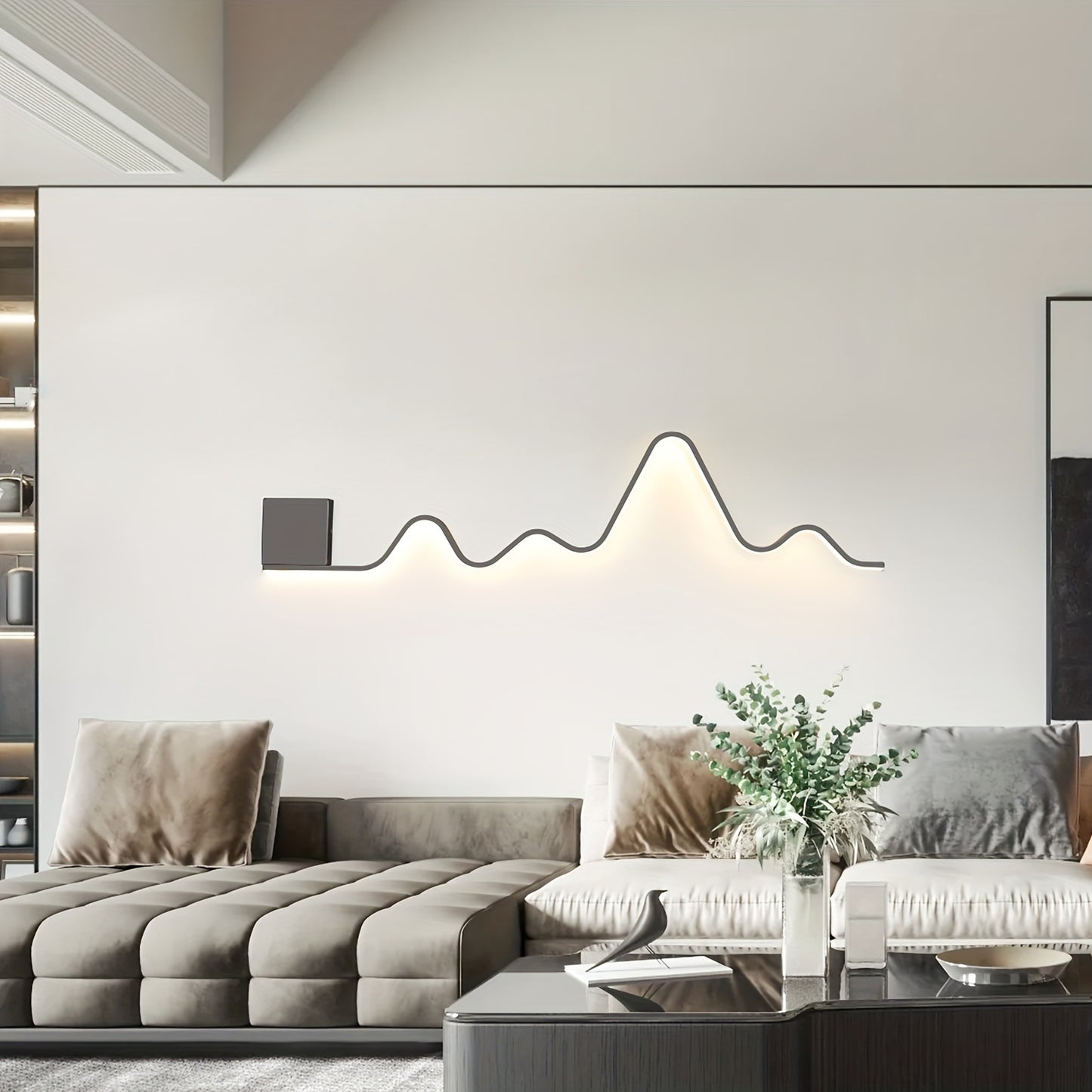Modern Wall Mounted Sconce, Dimmable LED Wall Lights 43.3"/109cm Wall Lamp Creative Wavy Long Linear Wall Lighting Fixture With Remote For Bedroom Living Room Hallway Staircase Entryway