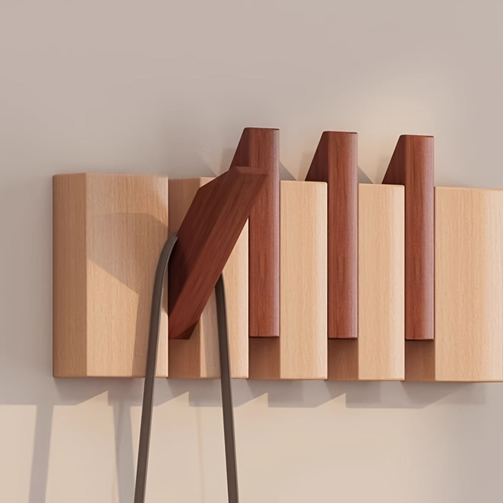 1pc Wooden Piano Keyboard Wall Shelf, Foldable Hook Coat Rack, Rustic Hanger For Bedroom, Entryway, Hallway, Storage, Wall Decor Aesthetic Room Decoration