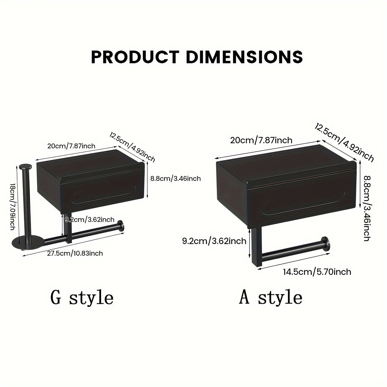 Easy-Install Black Toilet Paper Holder With Shelf - Wall-Mounted, No-Drill Bathroom Organizer For Tissues & Wipes