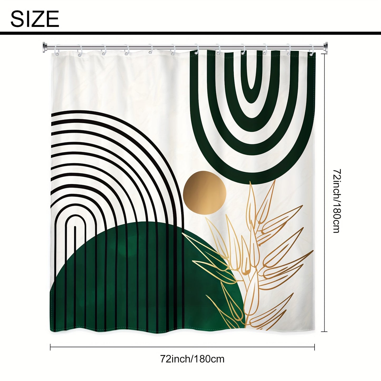 1/4pcs Waterproof Dark Green Semicircle Shower Curtain Set, For Bathroom Decor And Windows, Aesthetic Room Decor, Home Decor, With Non-slip Rugs And Toilet Lid Cover