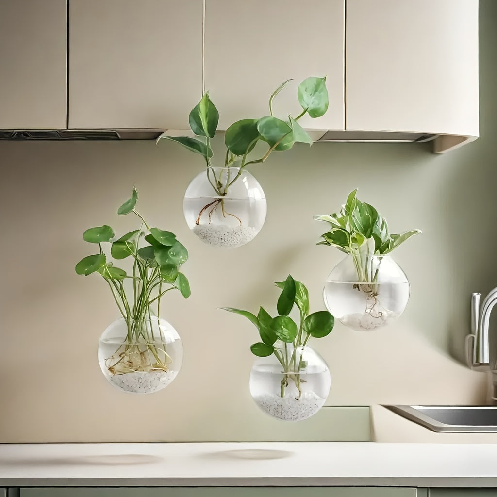 2/4pcs Hanging Glass Terrariums - Unique Oblate Flower Vases for Hydroponics - Create Indoor Hanging Gardens - Perfect Spring Summer Decor for Home, Office & Living Room - A Stylish Gift Idea