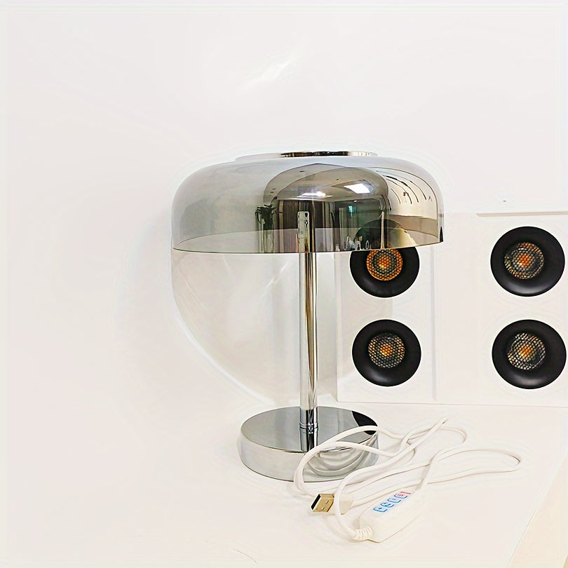 Modern Dimmable Glass Desk Lamp with USB Power Supply, Adjustable Lighting Banker Lamp for Office, Dorm, Bedroom, Living Room - Sunset Theme Bell Shade with Metal Finish, Includes Multiple Components