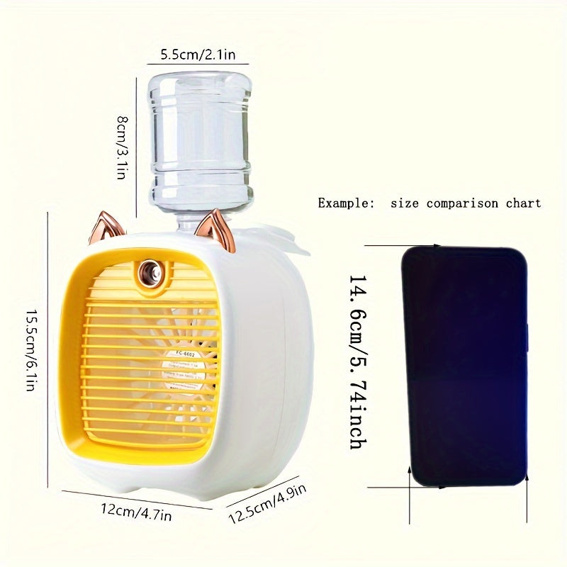 1pc, USB Charging Mini Air Conditioning Fan Electric Fan Desktop Spray 1200mAh Three Gear Air Conditioning Water-cooling Fan USB Type-C Charging Spray Humidifier Fan Family Birthday Gift For Friends