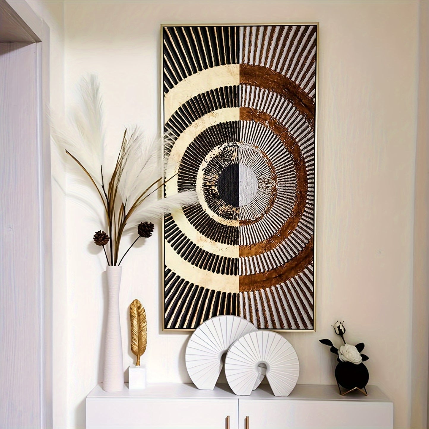 Ceramic Vase for Pampas Grass Minimalist Style Flower Vase Tall Skinny Design Perfect for Entryway Bookshelf Fireplace Home Decor Ideal Mother's Day Gift