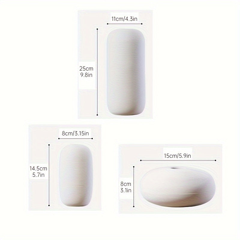 Set Of 3 Nordic Ceramic Vase, Modern Flower Vase, Suitable For Living Room TV Cabinet Flower Arrangement Dried Flower Creative Desktop Entrance Cabinet Decoration