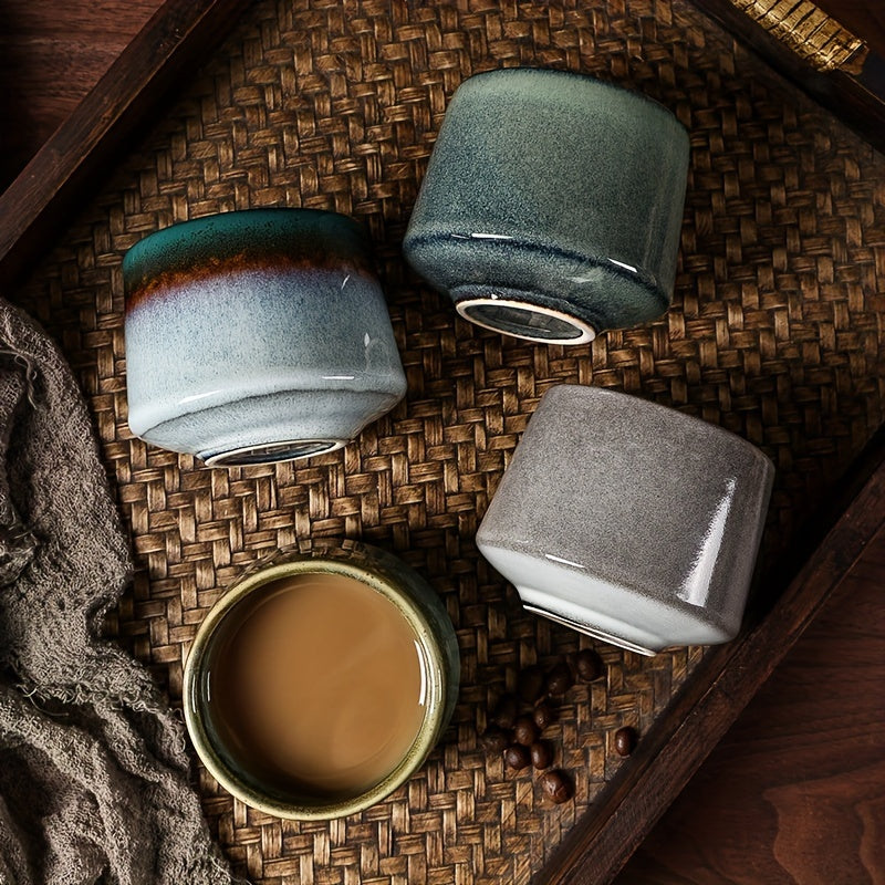 1pc Unique Japanese Kiln-Transformed Ceramic Coffee Mug 7.6oz - Glazed Drinkware for Cappuccino, Matcha, Milk, Artistic Design Ceramics Cup