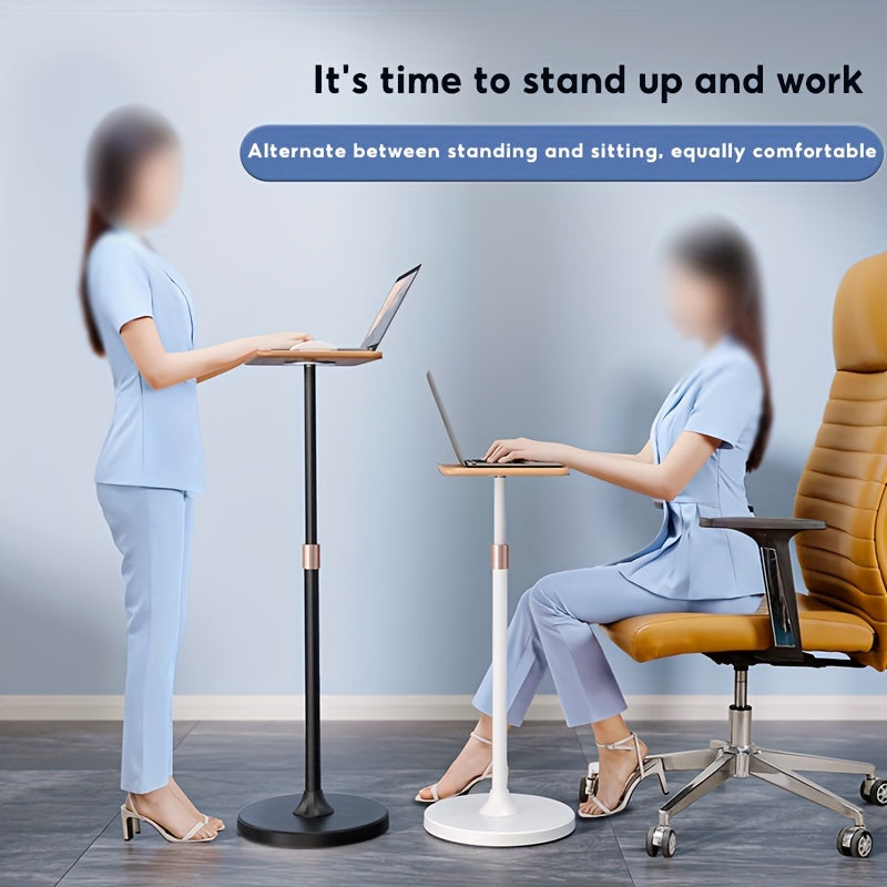 Adjustable Height Floor Stand for Laptops, Carbon Steel Standing Desk Converter with Adjustable Viewing Angle for Bed, Sofa, and Desk Use – Portable Computer Stand with Free Lifting Feature