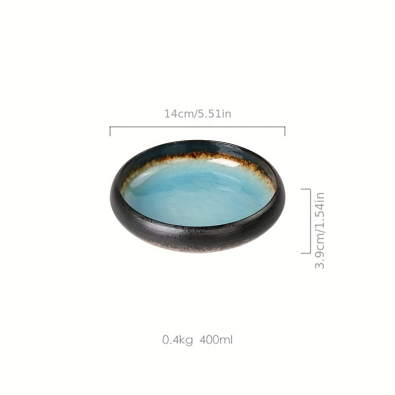 1pc Creative Kiln Ice Split Glaze Ceramic Plate, Japanese Sushi Sashimi Plate Dish, Salad Plate, Dessert Plate, For Home Kitchen Sushi Shop Restaurant, Tableware Accessories, Kitchen Supplies