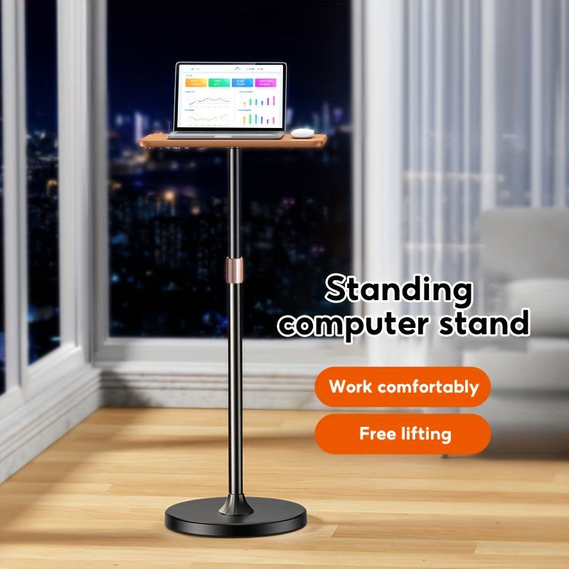 Adjustable Height Floor Stand for Laptops, Carbon Steel Standing Desk Converter with Adjustable Viewing Angle for Bed, Sofa, and Desk Use – Portable Computer Stand with Free Lifting Feature