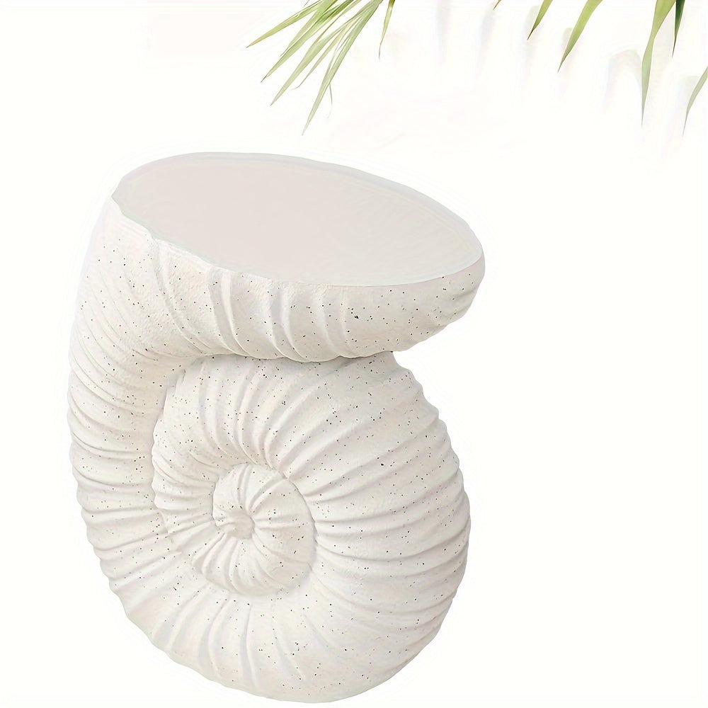 Chic White Conch Pedestal Table - Versatile Outdoor Garden Stand For Plants, Coffee & Patio Decor Outdoor Patio Furniture Outdoor Garden Decor