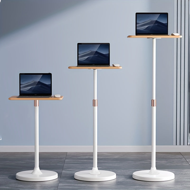 Adjustable Height Floor Stand for Laptops, Carbon Steel Standing Desk Converter with Adjustable Viewing Angle for Bed, Sofa, and Desk Use – Portable Computer Stand with Free Lifting Feature
