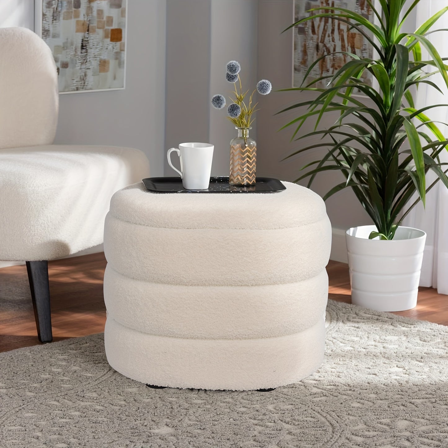 Modern Fabric Storage Ottoman: Perfect for Home Entryways or Living Rooms - 46.0cm x 34.0cm x 40.0cm