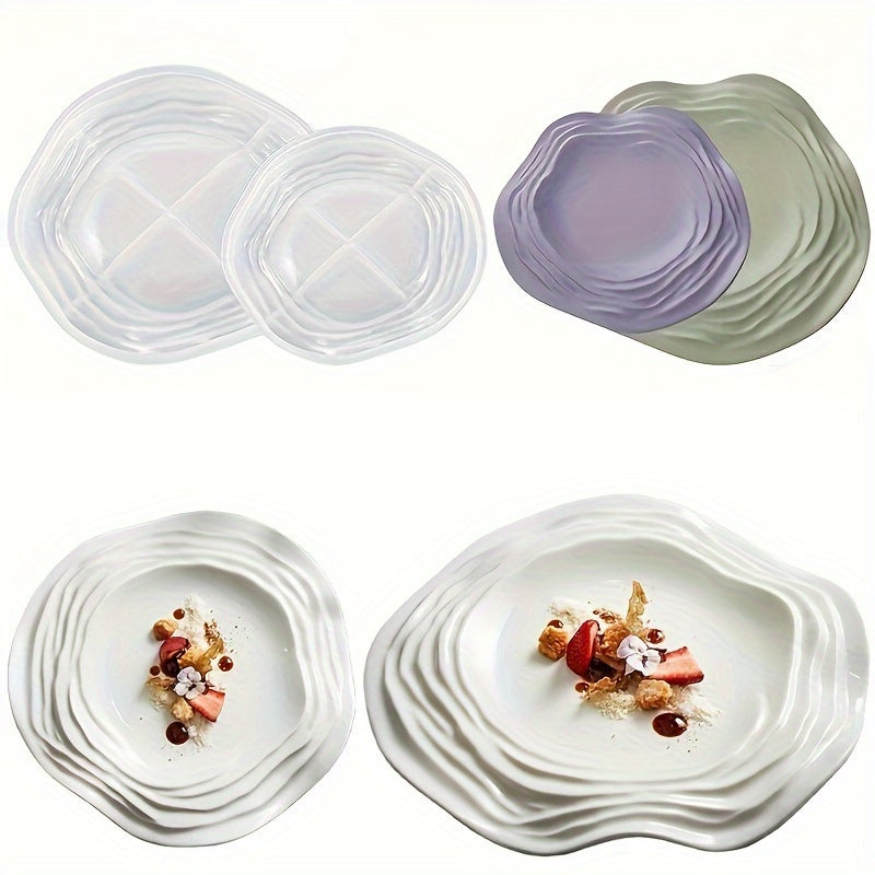 1pc Wave Flower Tray Silicone Mold, Crystal Drip Plaster Cement Shaped Irregular Tray Silicone Mold For Ocean Wave Water Ripple Tray Dish Making