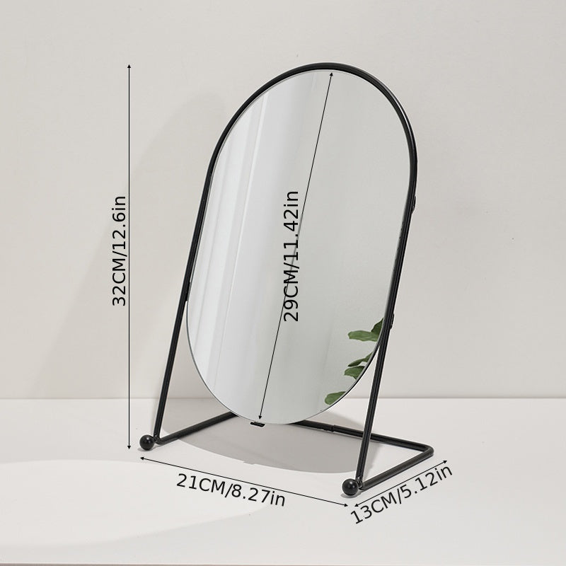 Portable & Chic Stainless Steel Makeup Mirror – Tabletop, Crystal Clear Glass, Ideal for Decor & Grooming