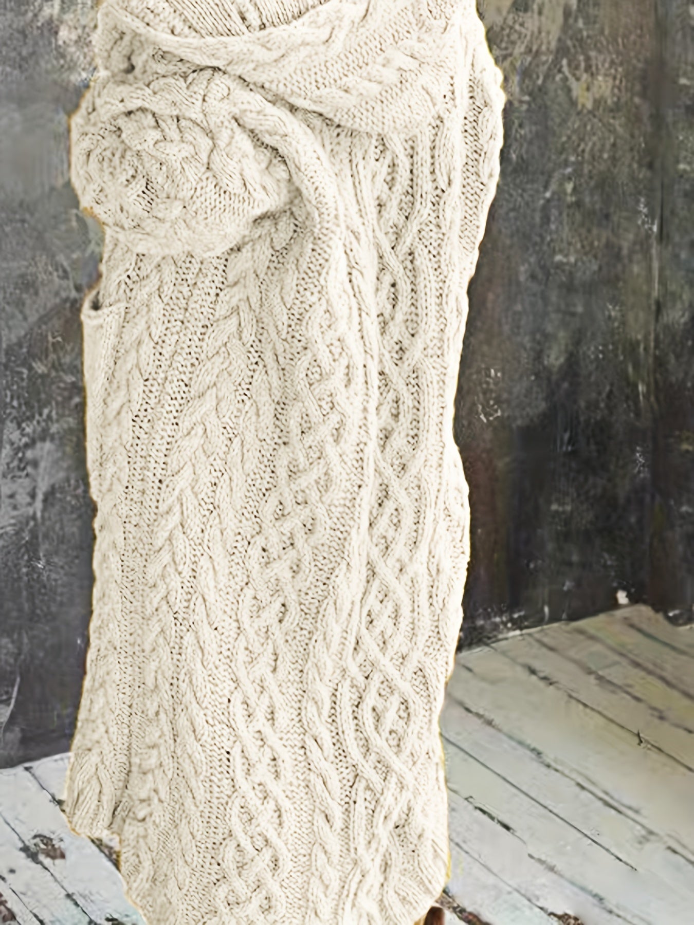 Chunky Knit Open Front Pocket Cardigan, Versatile Drop Shoulder Knitted Hooded Cardigan For Winter & Fall, Women's Clothing