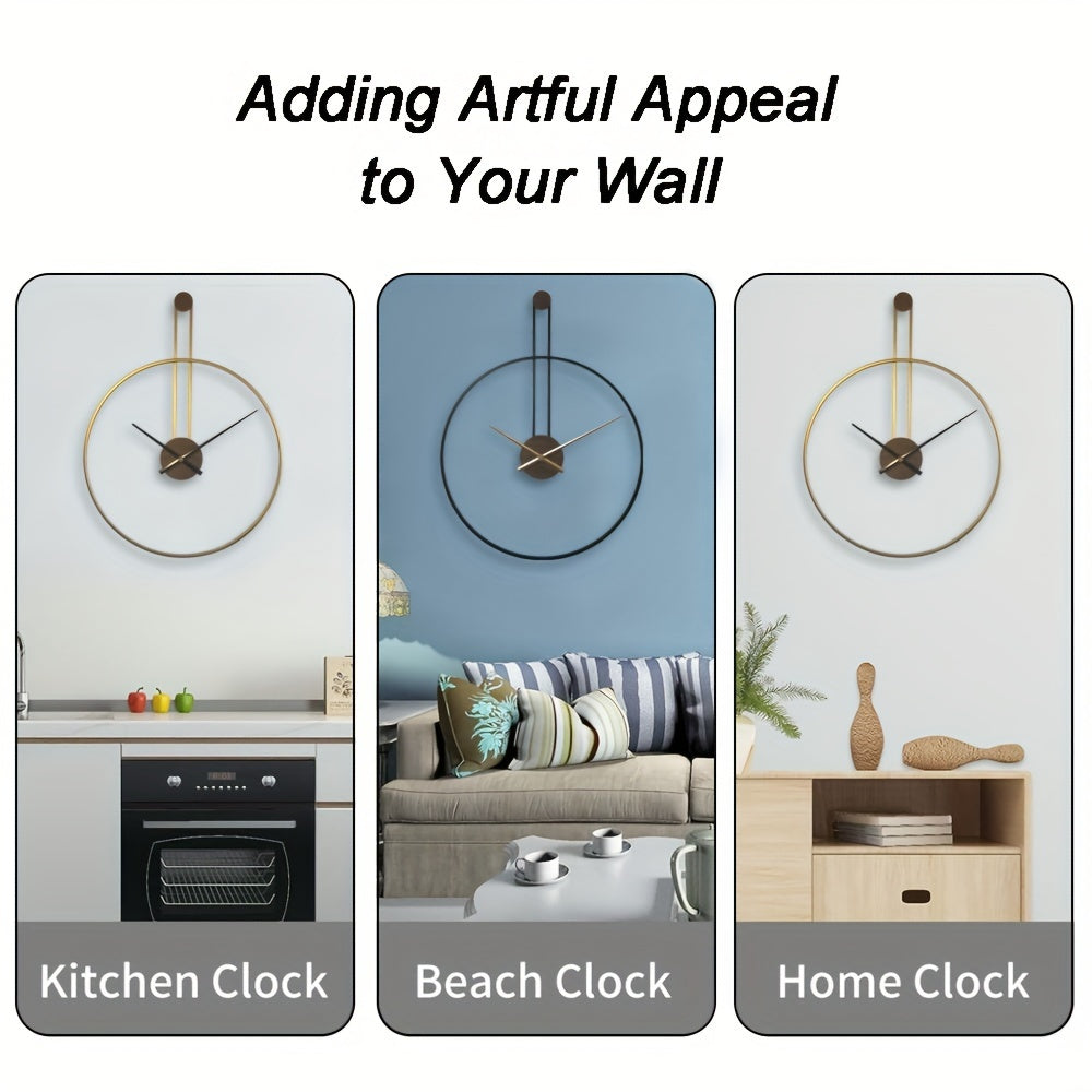 Modern 29-Inch Silent Metal Wall Clock With Unique Grace Design - Ideal For Housewarming, Perfect For Corridor, Porch, Living Room, Kitchen, Study, Office, Garden, Room Decor