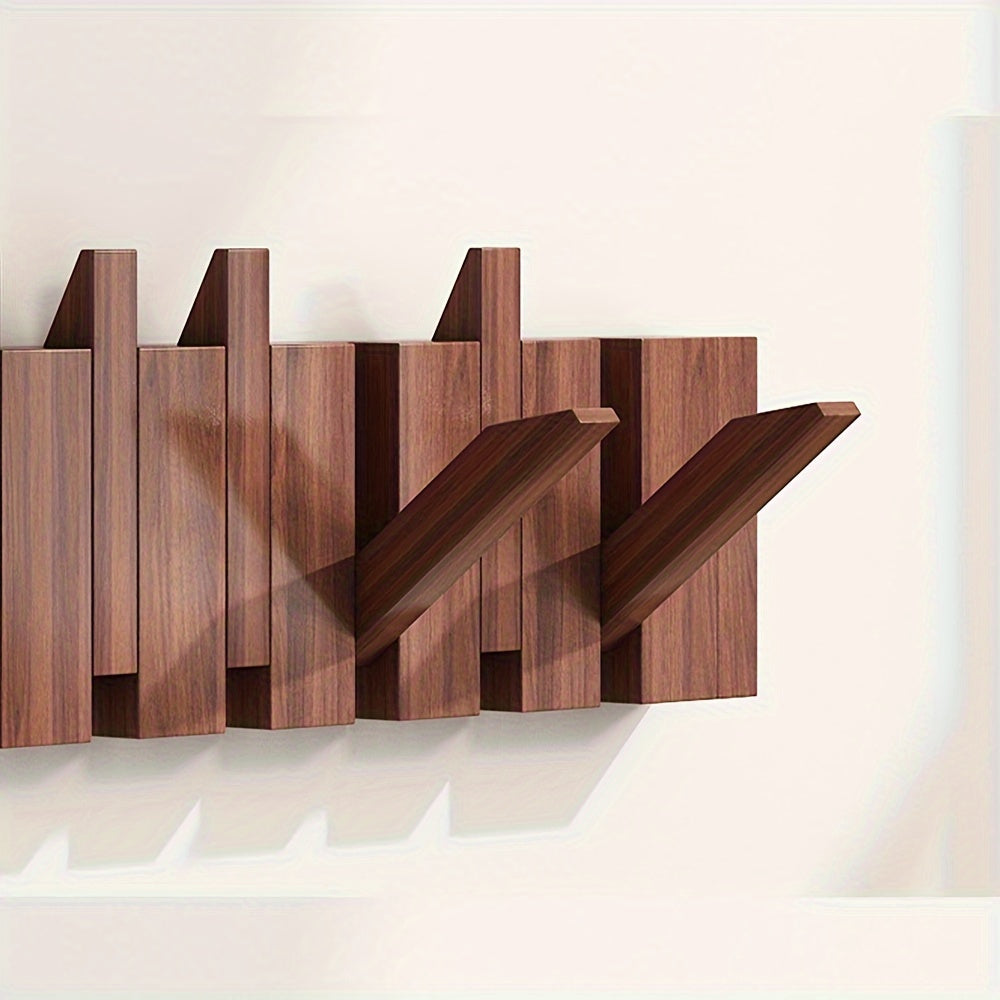 1pc Wooden Piano Keyboard Wall Shelf, Foldable Hook Coat Rack, Rustic Hanger For Bedroom, Entryway, Hallway, Storage, Wall Decor Aesthetic Room Decoration